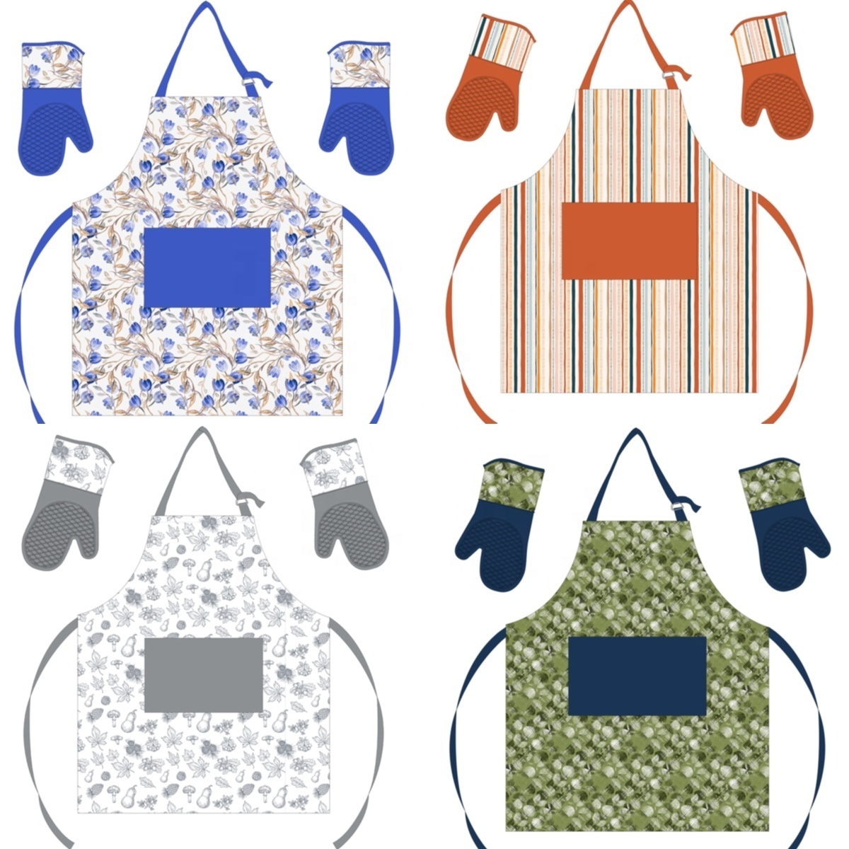 Warm Autumn new design oven mitt aprons Holiday set custom TOP free Get samples cotton oven gloves kitchen aprons