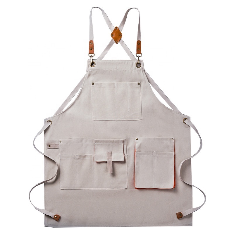 Heavy Duty Canvas Carpenter Work Apron Coffee Shop Bar Working Aprons Custom Work Clothes Aprons