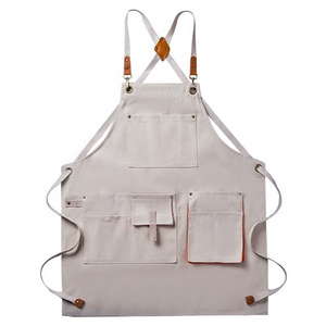 Heavy Duty Canvas Carpenter Work Apron Coffee Shop Bar Working Aprons Custom Work Clothes Aprons