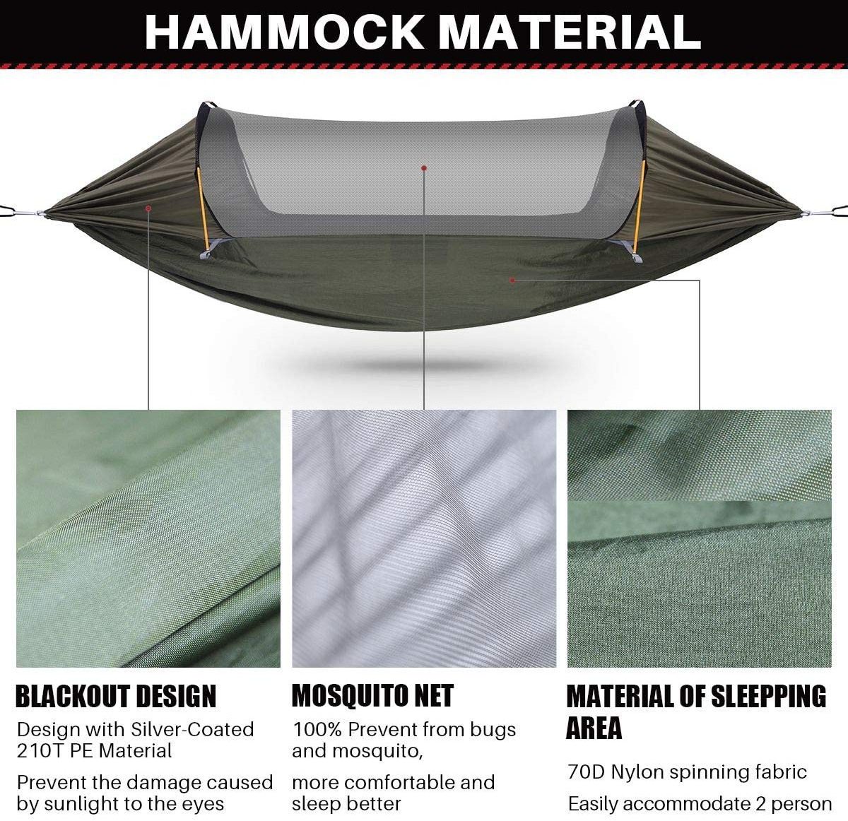 New Camping Hammock with Mosquito Net and Tarp, Hammock, Tarp Travel, Camping Hammock with Zip 200 Kg Load Capacity Ultralight