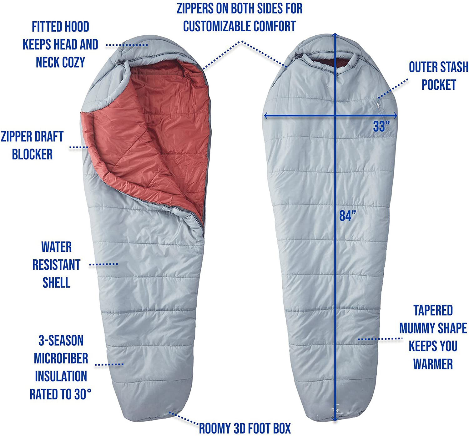 Extreme weather cotton filling Synthetic, Mummy Style Camping & Backpacking Sleeping Bags for unisex