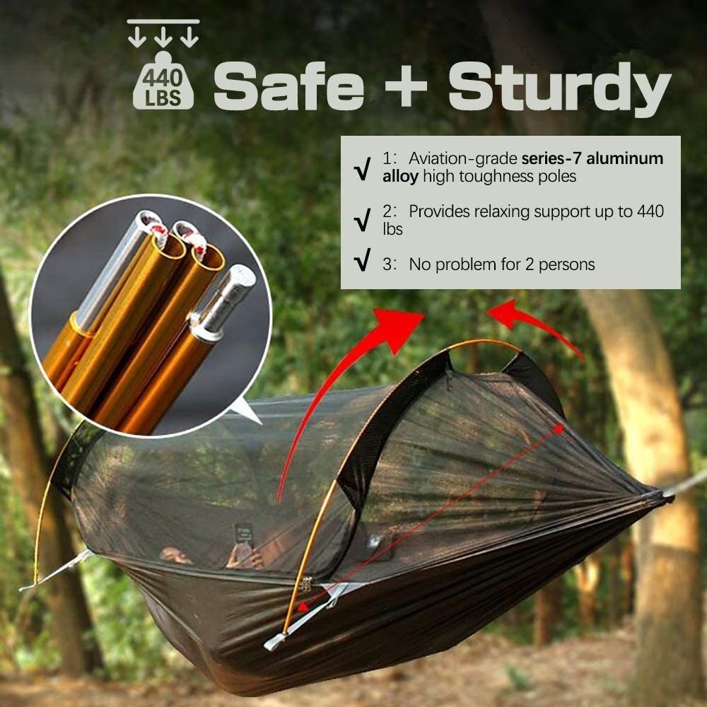 2 person breathable hammock double hanging hammock outdoor with fly sheet mosquito net