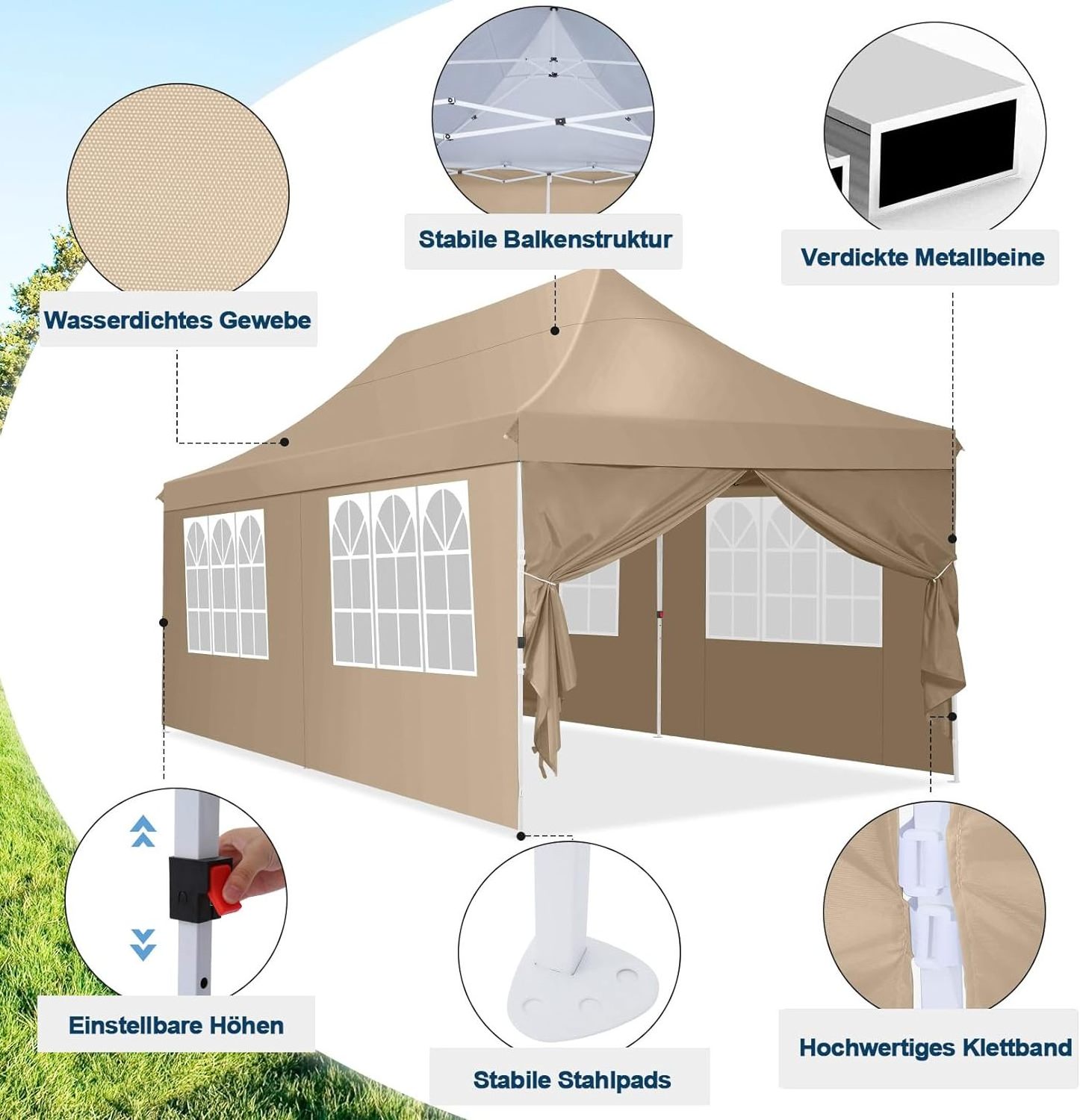 Pop Up Canopy Tent  Easy Up Commercial Canopy Waterproof with Portable Bag Party Tents for Parties  with 4 Sandbags