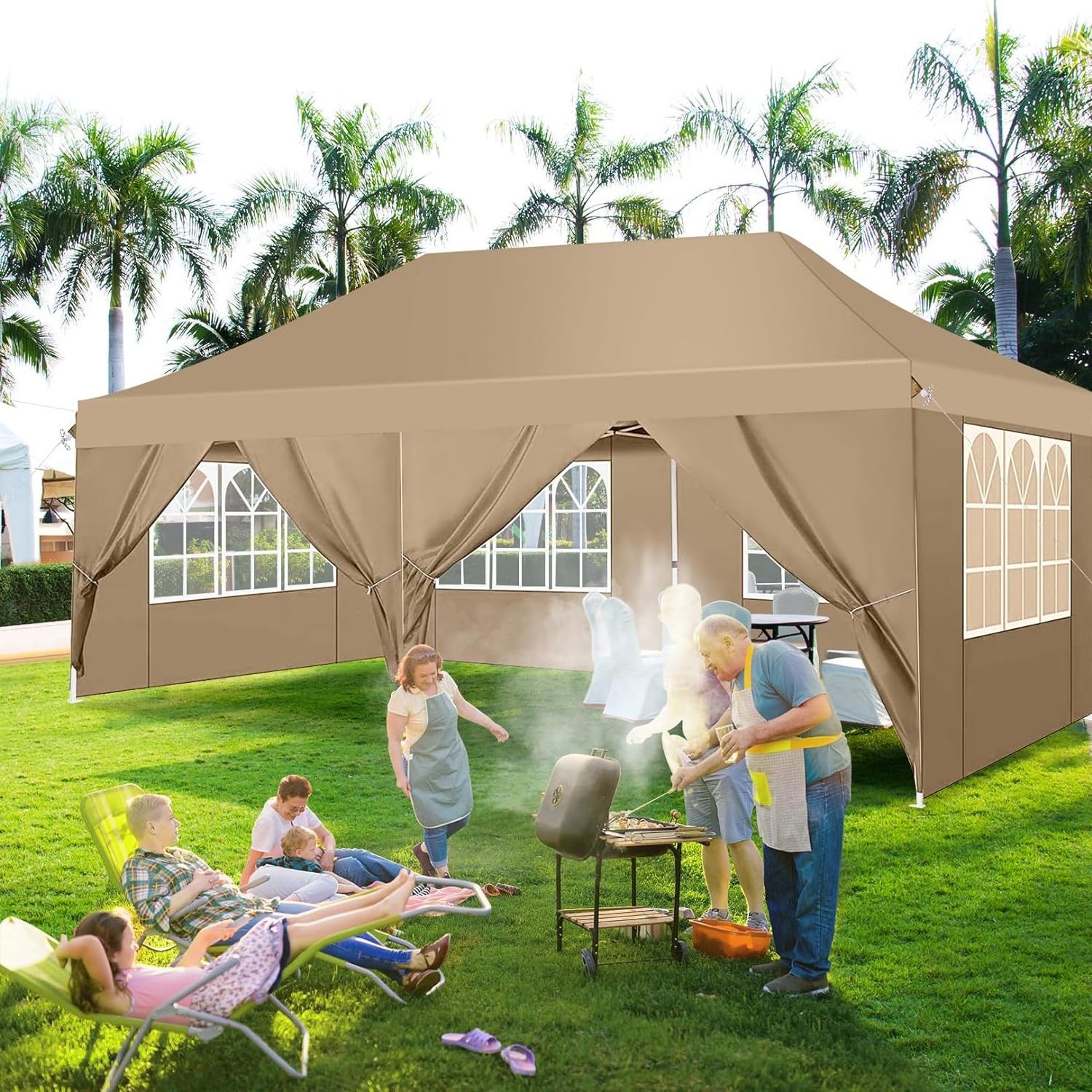 Pop Up Canopy Tent  Easy Up Commercial Canopy Waterproof with Portable Bag Party Tents for Parties  with 4 Sandbags