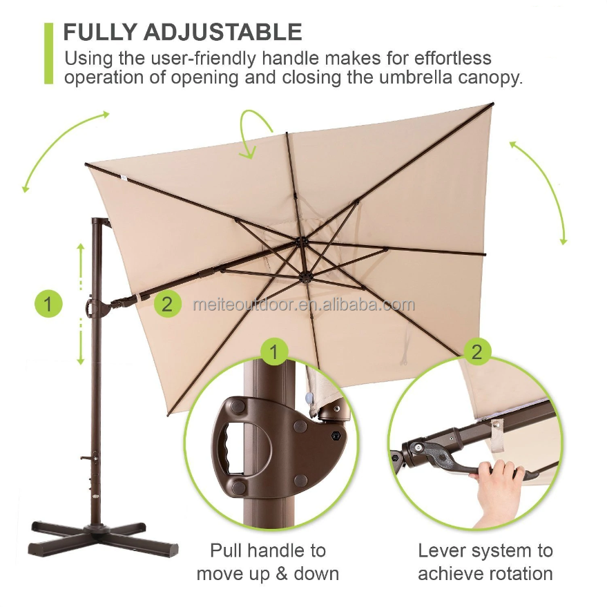 Outdoor umbrella 10 ft x 10 ft Square Offset Aluminum Cantilever Umbrella with Air Vent