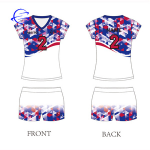 Quick Dry Latest Design Sublimated VolleyballTeam  Uniform Beach Tops&Shorts Short Sleeves Volleyball Jersey