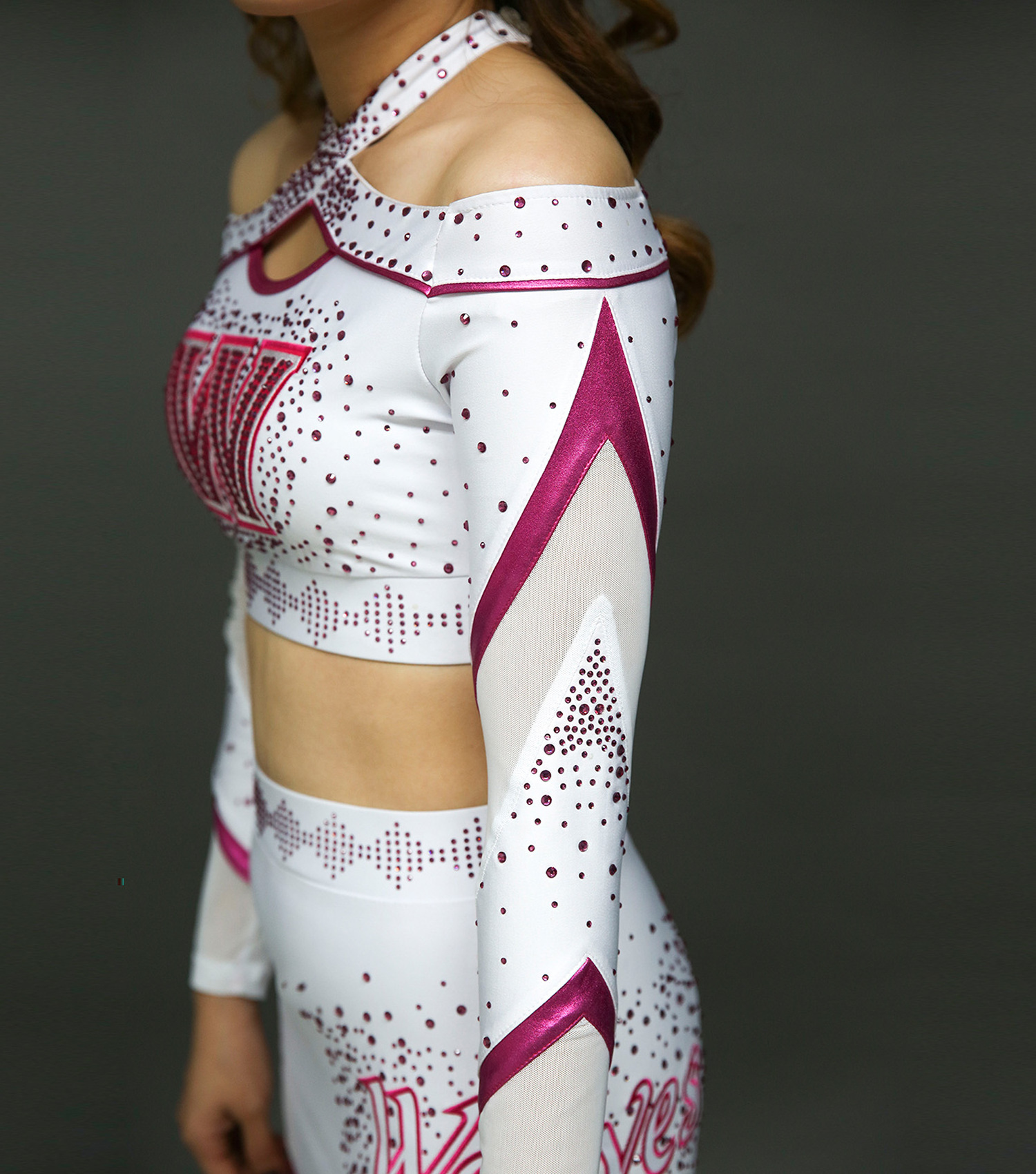 2023 latest design long sleeve professional rhinestone custom design wholesale all star cheerleading uniforms