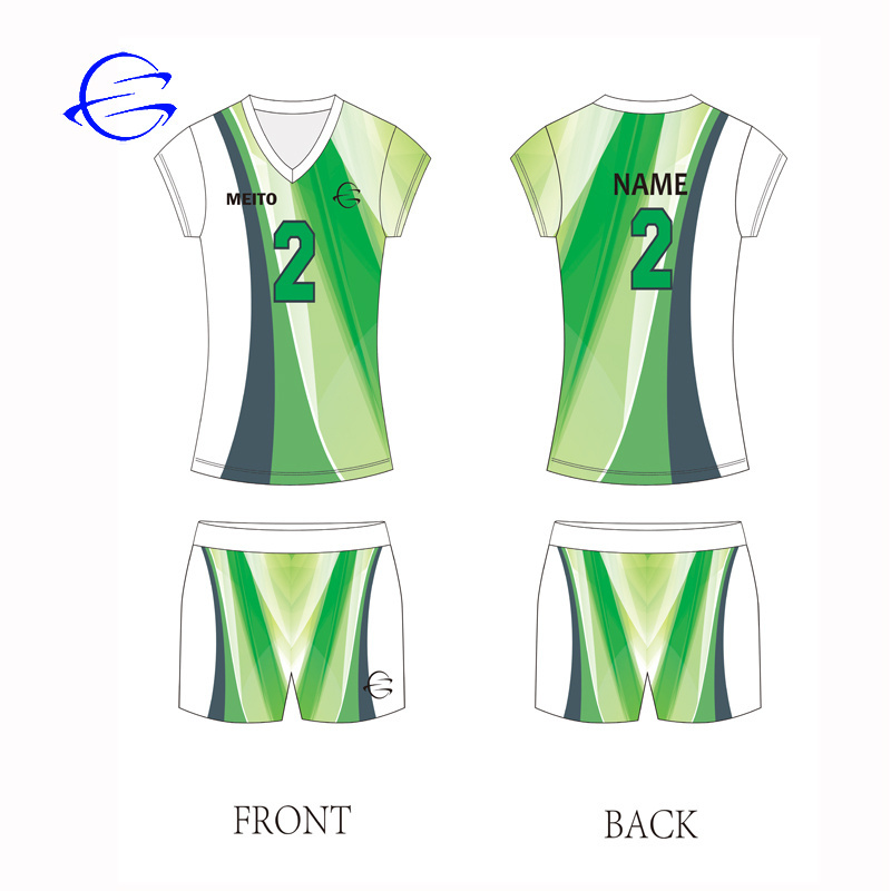 Quick Dry Latest Design Sublimated VolleyballTeam  Uniform Beach Tops&Shorts Short Sleeves Volleyball Jersey