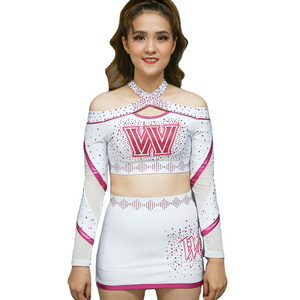 2023 latest design long sleeve professional rhinestone custom design wholesale all star cheerleading uniforms