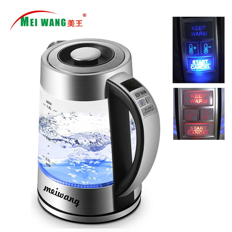 Meiwang Electric kettle Keep warm function Adjustable temperature digital Glass Electric Kettle with tea filter CB CE GS UKCA