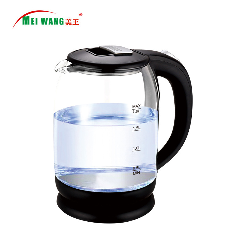 Factory Price Electric Glass Kettle Fast Boiler Tea Maker Blue LED Light 1.8L Glass Kettle