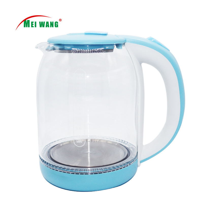 Factory Price Electric Glass Kettle Fast Boiler Tea Maker Blue LED Light 1.8L Glass Kettle