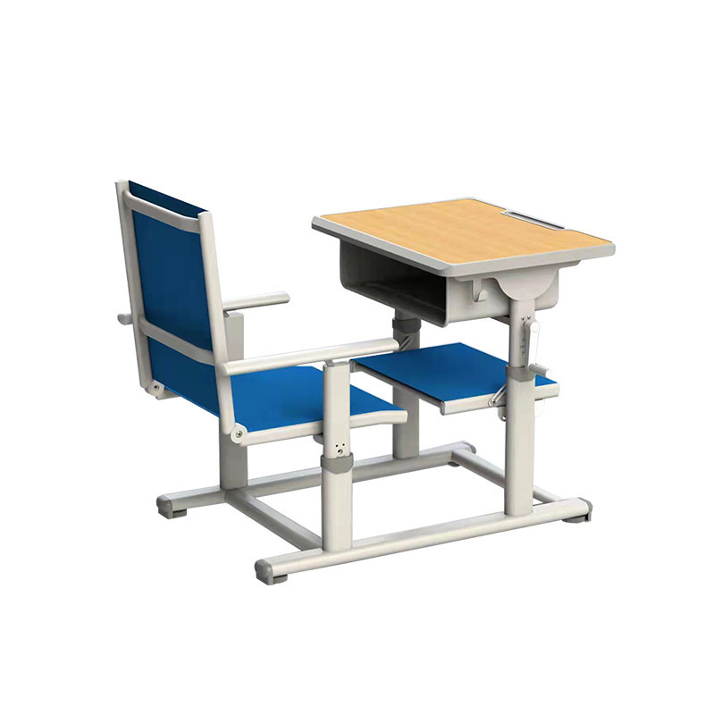 Modern single school student plastic study table desk and PE chair set primary school table and chair