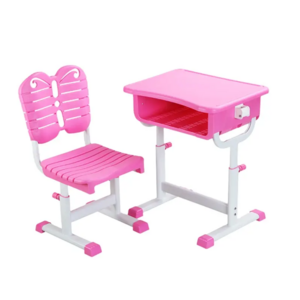 Modern single school student plastic study table desk and PE chair set primary school table and chair