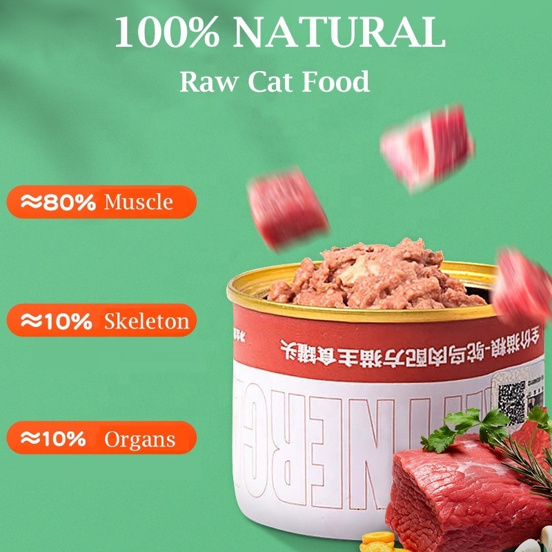 Wholesale 100% Natural 170g Raw Cat Wet Food Canned Cat High Nutrition Raw Meat Canned Staple Food for Cats and Dogs