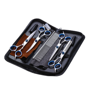 Manufacturer Wholesale Stainless Steel 7" Portable Dog Grooming Scissors Pet Dog And Cat Grooming Scissors Set