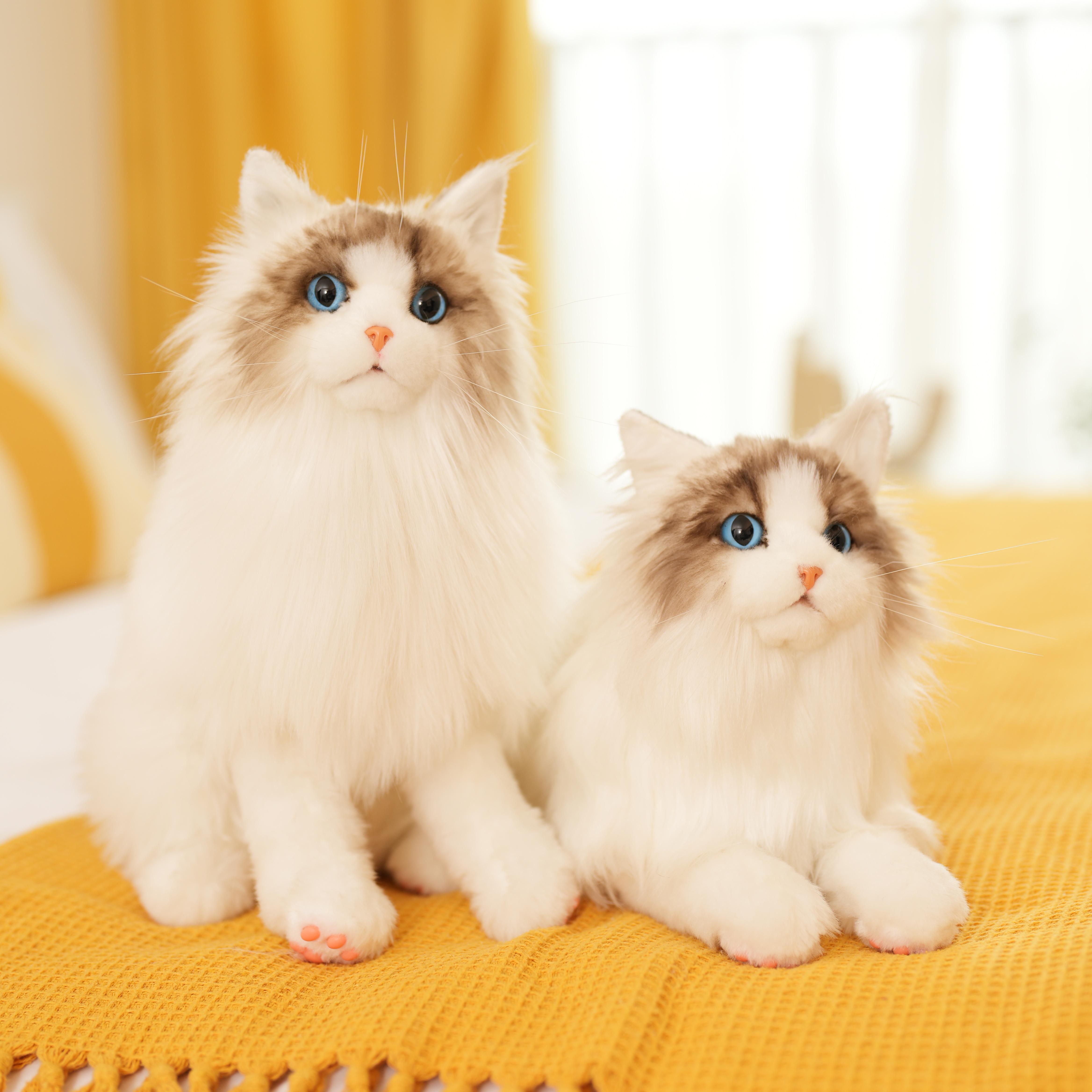 2022 Handmade Animal Cuddly Doll Lifelike Ragdoll Cat Plush Stuffed Animal Real Size and Lifelike Plush Toy Cat