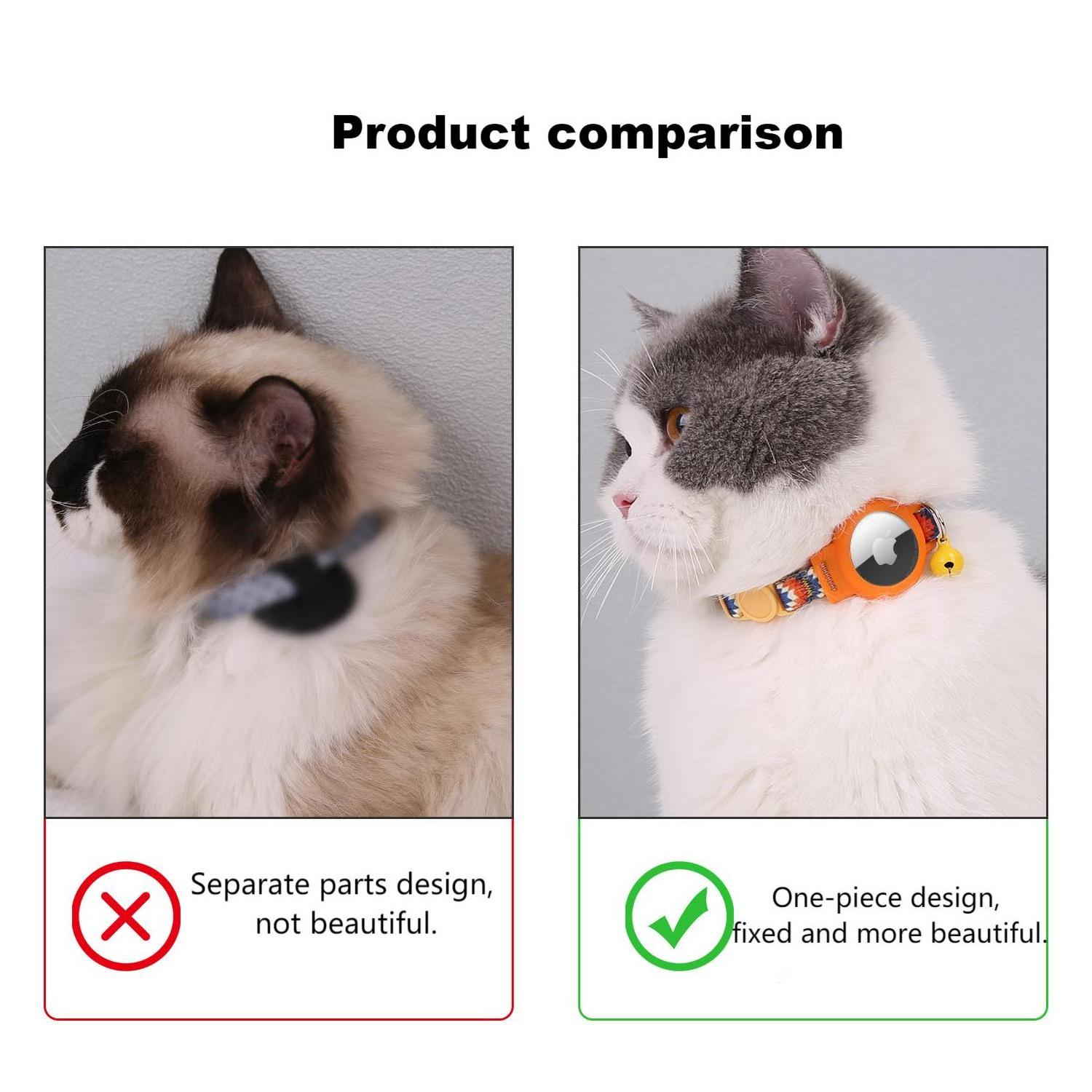 Adjustable Pet Cat Collars Suitable For Airtag Silicone Protective Cover Pet Anti-Lost Tracking And Positioning Collar