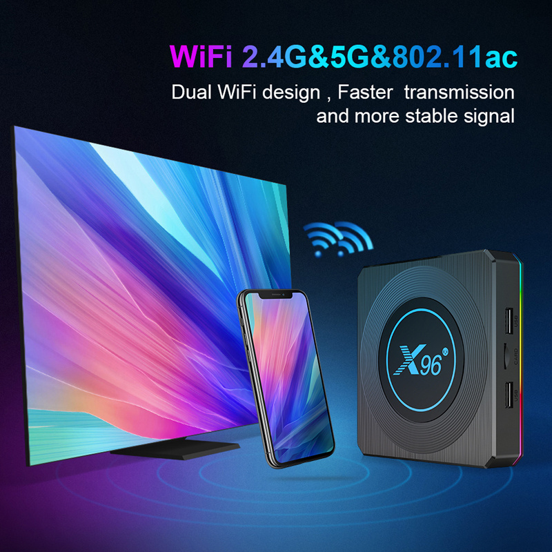 X96 X4 8K RGB Light TV Box Android 11.0 Amlogic S905X4 X96x4 AV1 Dual Wifi BT4.1 4G 64G Media Player Set Top Box PK X96 MAX Plus