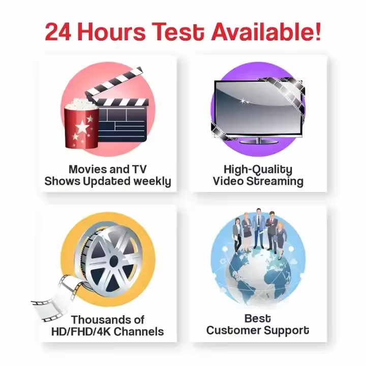 No Freezing IPTV M3u Tv Screen FHD EPG Smart 24 Hours Free Test For Reseller Panel