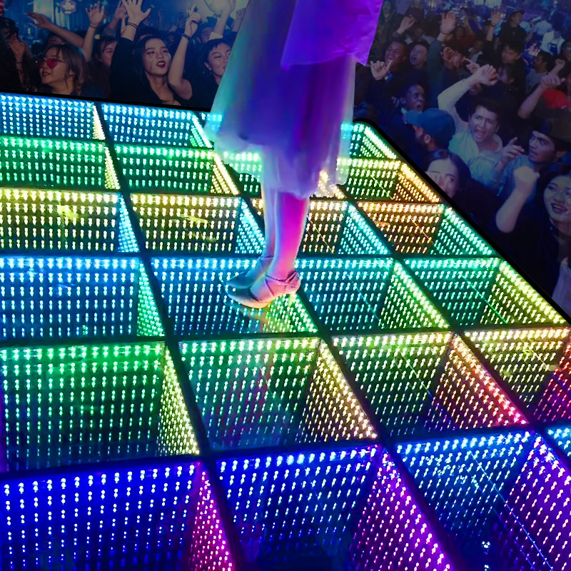 Newest luces discotecas party lights dmx IP65 RGB video led 3d optical illusion mirror dance floor tiles panels light for disco