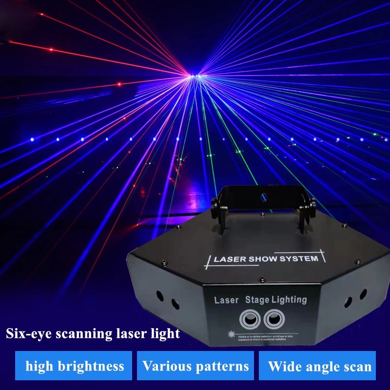 Wonderful Full Color Animation Scanning Pattern 6 Eyes Mini Laser Ktv Light For Dj Disco Dance Hall Bar Party