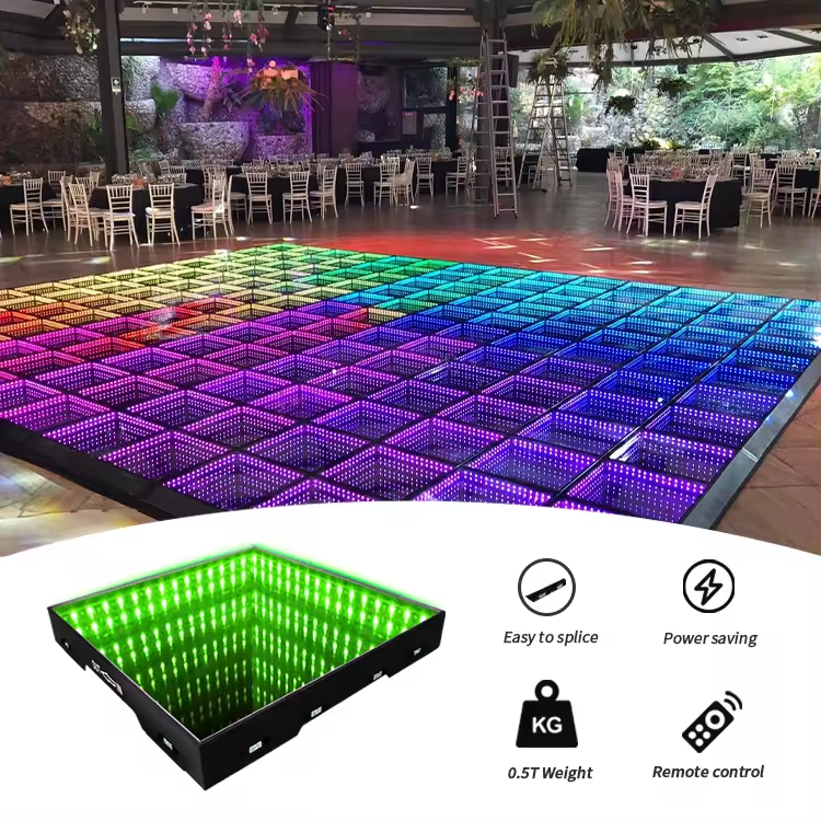 Wedding party Dance equipment IP65 waterproof 3D optical illusions 50*50cm dmx light led glass floor panel