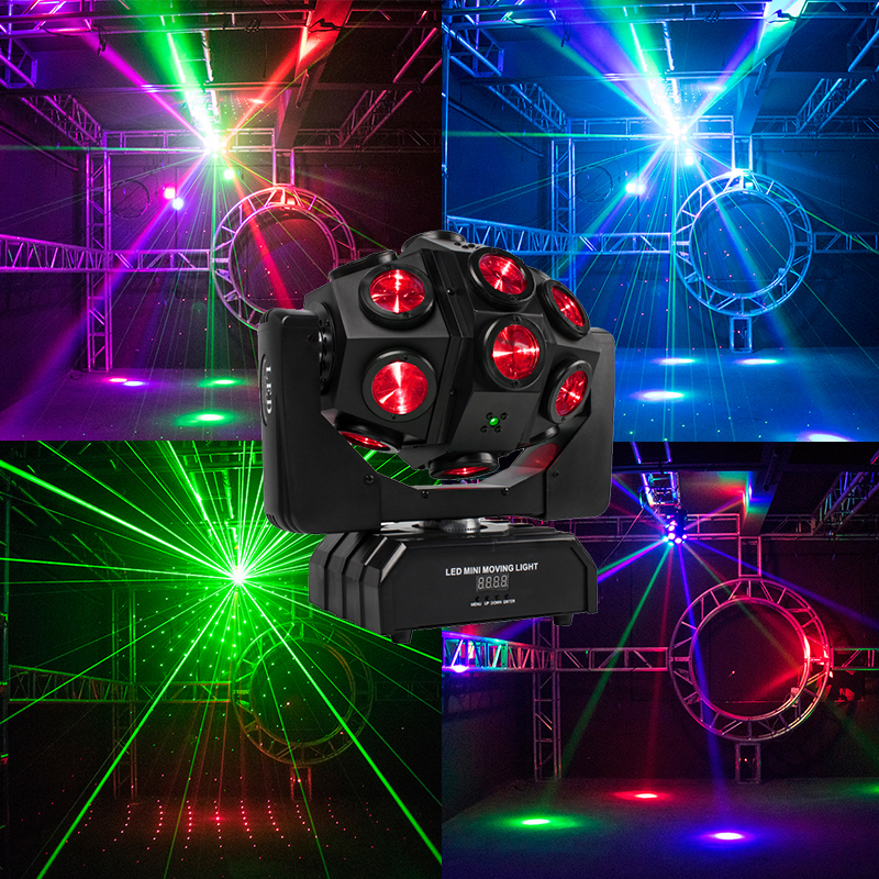 Top dj equipment luces led 18PCS*10w  RGBW4IN1 Beam +2 Green 2Red Laser +Strobe moving head Stage light for disco bar christmas