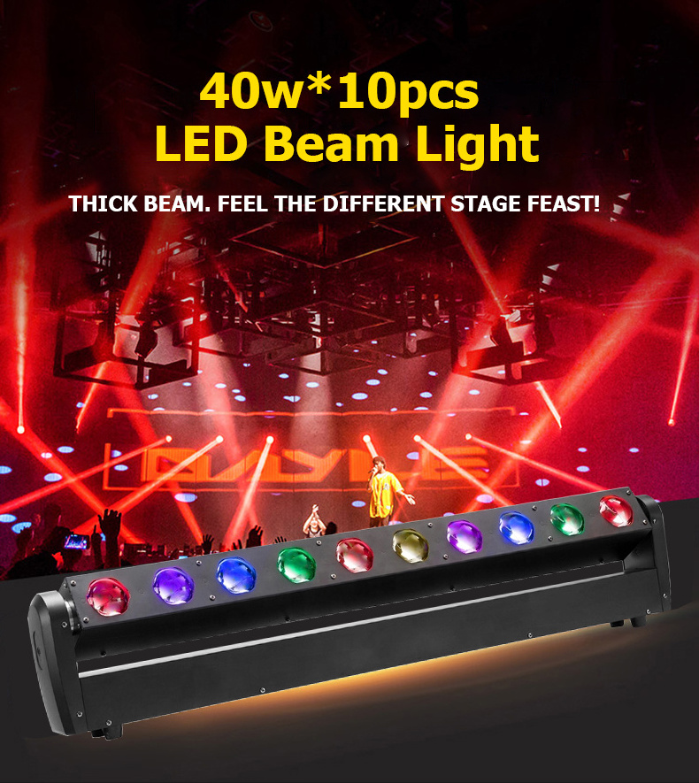 Best selling luces pixel dj led light bar stage lighting equipment dmx 40w*10pcs rgbw led sharpy beam moving head bar light