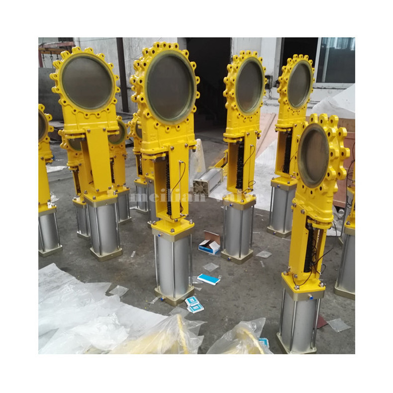 Pneumatic Operated Knife Gate Valve WCB SS304 Pneumatic cylinder Air Control double flange lug Knife Gate Valve