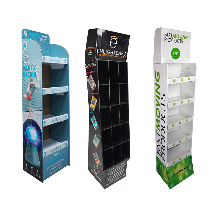 Custom Design Retail Rack Honeycomb Cardboard Supermarket Snack Retail Floor Display Stands For Food