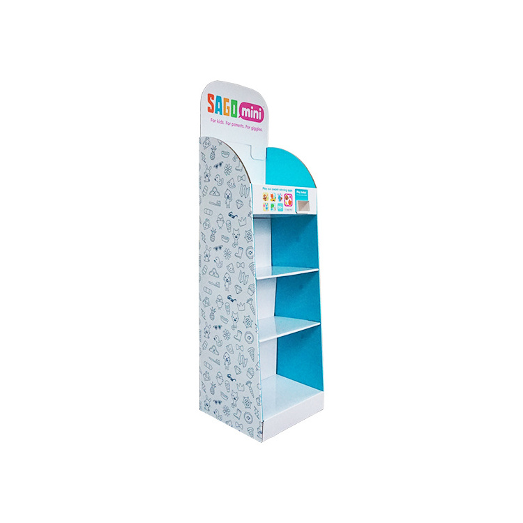 wholesale custom cardboard cutout water bottle floor display stands white cardboard shelves