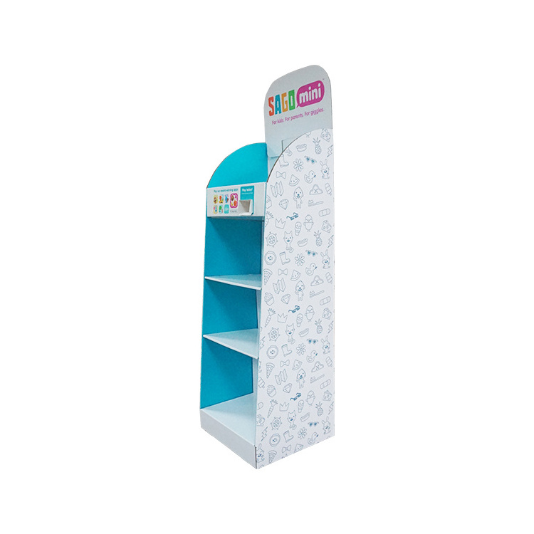 wholesale custom cardboard cutout water bottle floor display stands white cardboard shelves