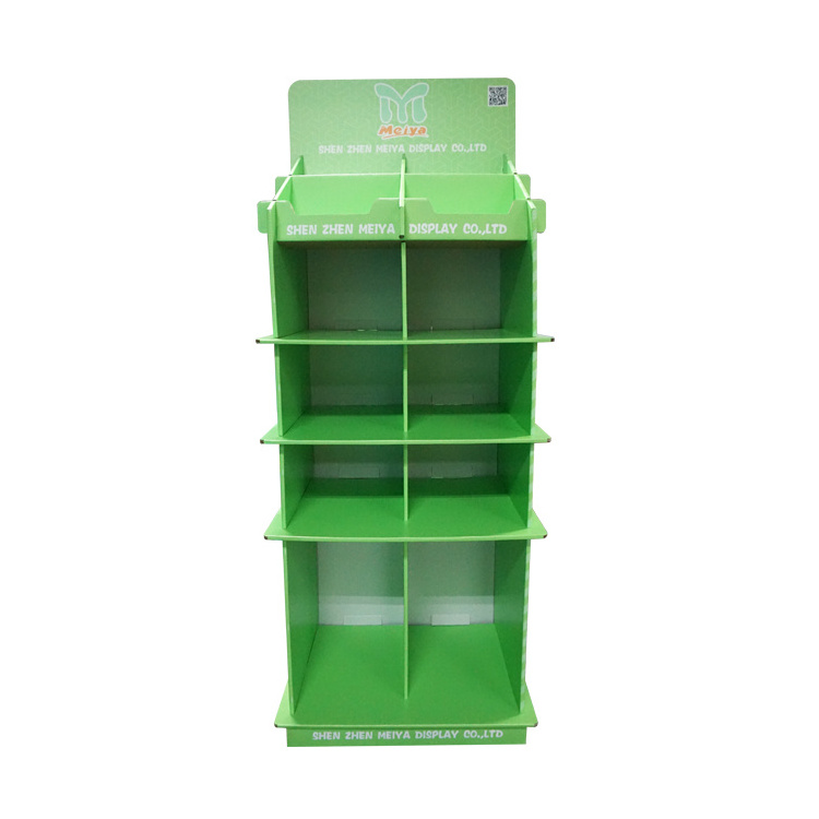 Customized 4 Trays Supermarket Promotion Shelves Stands Paper Display Rack Tower Cardboard Cutouts Standees Display Accessories