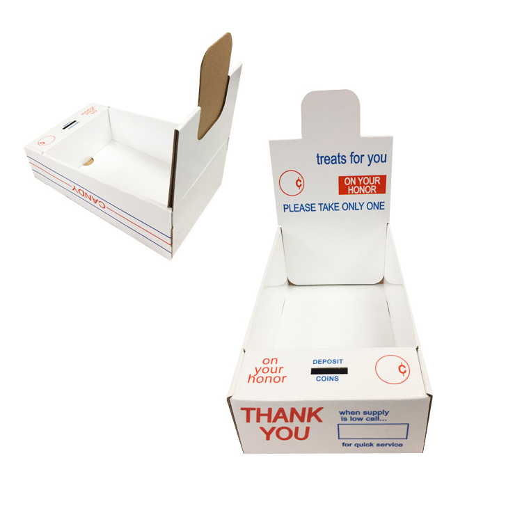 Pop Merchandising Store Cardboard donation charity box countertop candy counter display rack