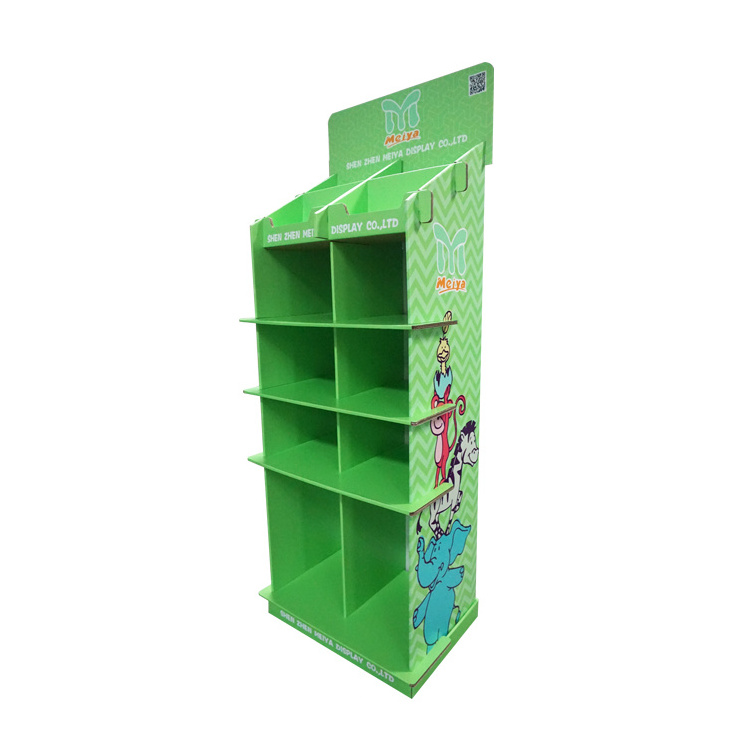 Customized 4 Trays Supermarket Promotion Shelves Stands Paper Display Rack Tower Cardboard Cutouts Standees Display Accessories