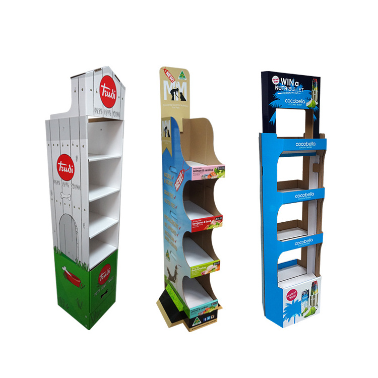 Custom Design Retail Rack Honeycomb Cardboard Supermarket Snack Retail Floor Display Stands For Food