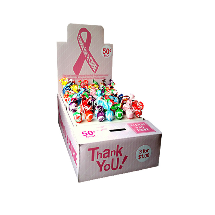 Pop Merchandising Store Cardboard donation charity box countertop candy counter display rack