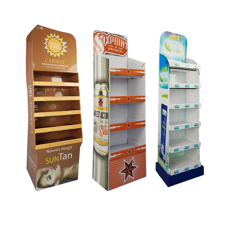 Custom Design Retail Rack Honeycomb Cardboard Supermarket Snack Retail Floor Display Stands For Food