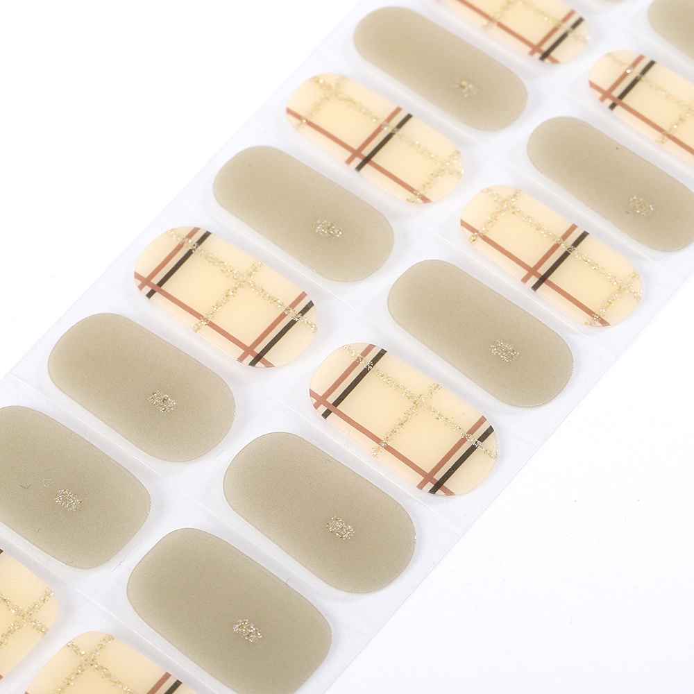 20 Tips Semi-Cured Gel Nail Sticker Strip Adhesive Long Lasting Full Cover UV Gel Polish Patch Gel Nail Wraps