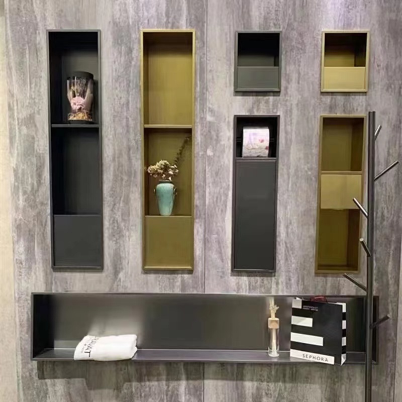 Customized 304 Stainless Steel Single Double Three Black Gold Bathroom Shower Niche