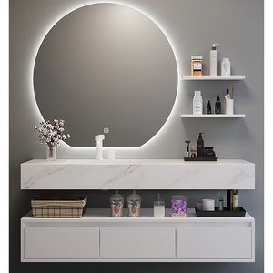 Luxury Modern Design Sintered Stone Customize Wall Mounted Smart Mirror Cabinet Bathroom Vanity