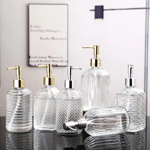 330ml/400ml bathroom premium clear glass soap dispenser with rust proof stainless steel pump