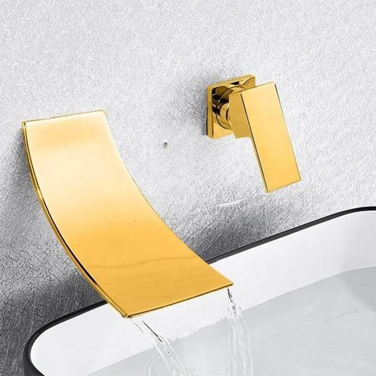 Chrome Wall Mount Waterfall Flow Single Handle Faucet