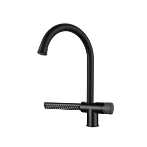 304 Stainless Steel Brushed Silver Black  Rotatable Waterfall Rainfall Faucet Single-hole Rotating Cold And Hot Kitchen Faucet