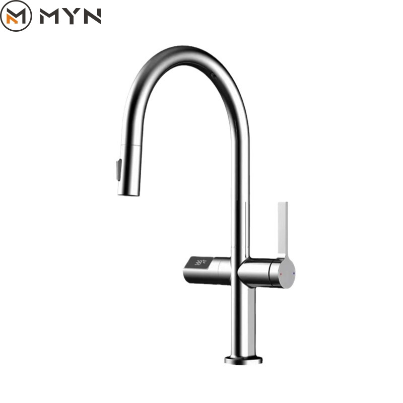 2023 Meiyani New Design Pull Out Brass  Cold And Hot Digital Display  Kitchen Sink Faucet Tap Ware Mixer