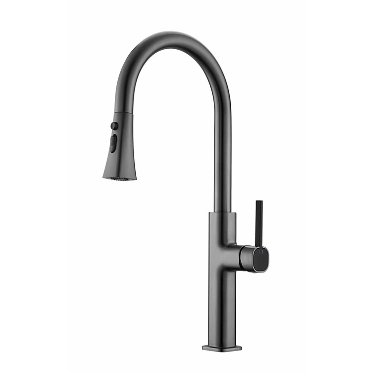 Multi Functional Single Hole 304 Stainless Steel Pull Out Kitchen Faucet With Spray