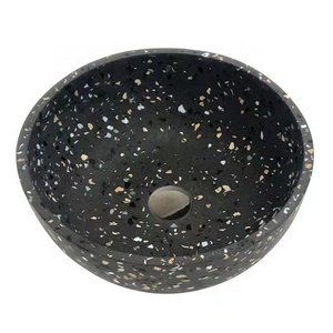 New design high quality terrazzo basin bathroom sink multi color black terrazzo stone vessel sink