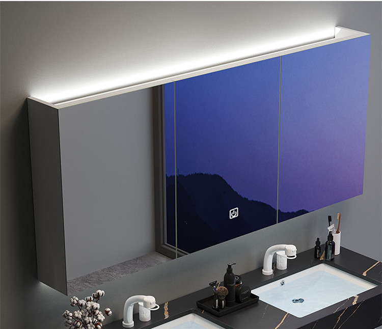 Luxury Modern Design Sintered Stone Customize Wall Mounted Smart Mirror Cabinet Bathroom Vanity