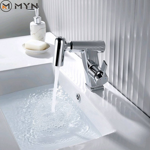 New Design Silver Rotatable Digital Temperature Display Bathroom Hot Cold Water Pull Bathroom Sink Mixer Basin Faucet